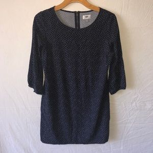 Old Navy Navy Blue Patterned Dress Medium